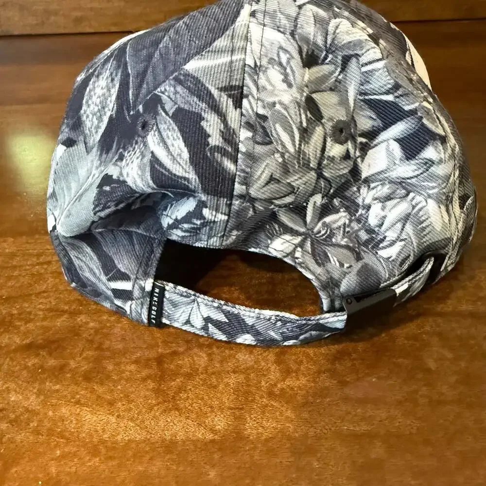 Nike Floral Print Five-Panel Cap in Black and White